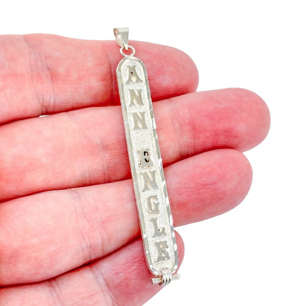 Vintage Sterling Silver 925 "Ann Engle" Hieroglyphic Cartouche Pendant